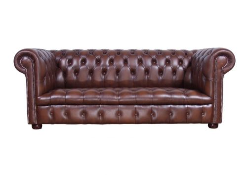 Oxblodsröd Chesterfield soffa 